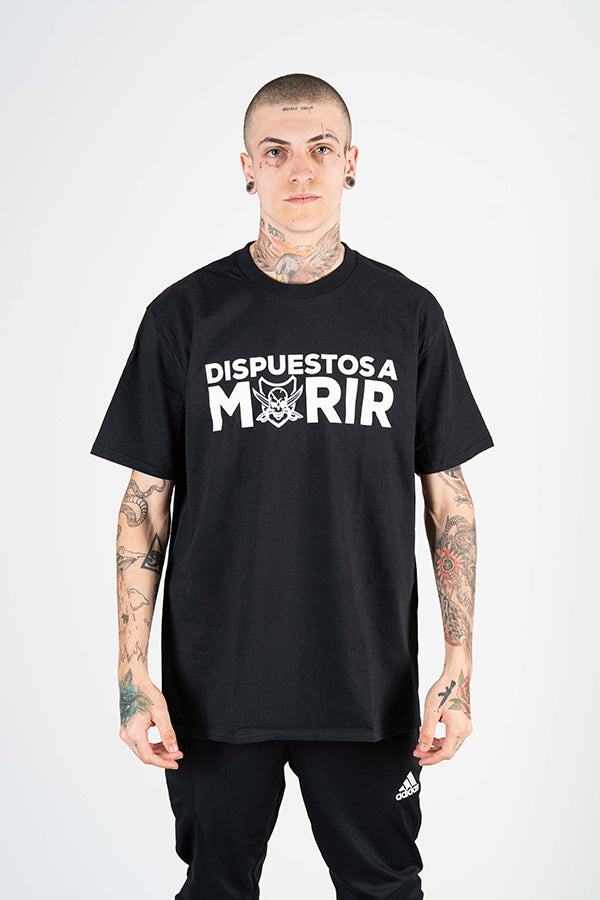 CAMISETA DISPUESTOS A MORIR BLANCO/NEGRA